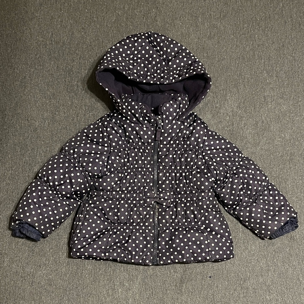 OshKosh B'gosh Navy Polka Dot Hooded Puffer Jacket